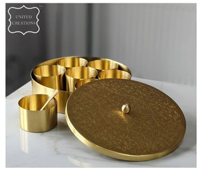 ที่ใส่เครื่องเทศและสมุนไพรทองเหลืองกล่องเครื่องเทศโลหะพร้อมที่ใส่ของ dabba - Product Image 4