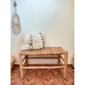 Taburete marroquí hecho a mano, puf otomano, cojín decorativo bohemio, reposapiés tradicional bereber, muebles para la sala de estar. - Product Image 1