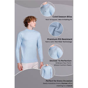 Nueva llegada 2025 suéteres de nuevo diseño para hombre suéter cálido cuello simulado suéter de punto Delgado transpirable - Product Image 3