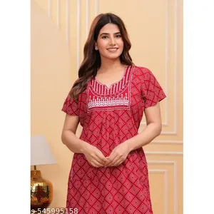 Jaipur Cotton Printed Women's <b>Nighty</b> Maxi Soft Casual Bathrobe Plus Size Loose Fit Short Sleeves Free Size Summer <b>Long</b> Robes - Product Image 1