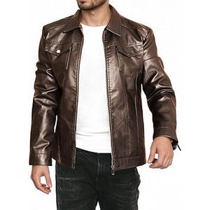 Veste en cuir PU de haute qualité hommes usine directe grande taille fermeture éclair support imperméable à la mode Vintage avant Logo-pour l'hiver - Product Image 3