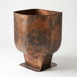 Scroll Handle Planter with Aged Metal Luster Embossed in Florid Baroque Patterns Ideal <b>for</b> <b>Ornamental</b> Greens or Seasonal <b>Garden</b> - Product Image 6