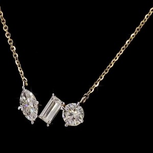 Collier élégant de 1.46 ct en forme mixte avec diamants cultivés en laboratoire Pendentif léger en or jaune 14 carats Bijoux fins Usage quotidien - Product Image 3