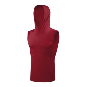 Camisas con capucha de compresión de secado rápido para hombres negros, camiseta de entrenamiento transpirable para correr en el gimnasio al aire libre - Product Image 4