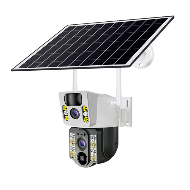 Sim Card LTE PTZ Solar Panel IP Camera Outdoor Low Price V380 Pro Full Color Night Vision 4MP CMOS Dual Lens 4G