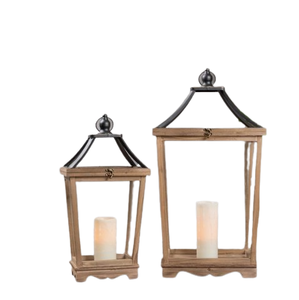 Unique Design Home Decor Candle Holders & <b>Lanterns</b> <b>Set</b> of Two Mango Wood Wholesale Wood Candle <b>Lantern</b> - Product Image 1