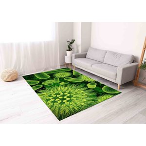 Alfombra con Estampado de Bacterias Microscópicas, Verde, Moderna, Pequeña, para Regalo de Inauguración, con Pelo Suave - Product Image 5
