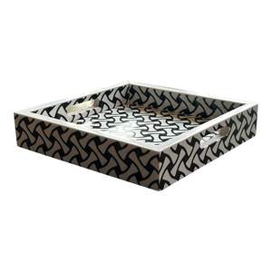 BANDEJA CON INCRUSTACIONES DE USUARIO BANDEJA DE SERVICIO HECHA A MANO INCLUSIÓN DE HUESO DE LUJO Ramadán Desayuno Comida Fruta Café Té Bandeja decorativa - Product Image 6