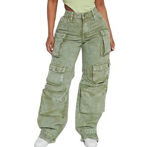 Vente en gros OEM de pantalons de survêtement décontractés respirants avec logo en coton Harem-Cargo de jogging multicolores pour femmes avec poches latérales - Product Image 5