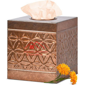 Bathroom Accessories Napkin Box <b>Paper</b> <b>Holder</b> Tissue <b>Holder</b> for Handmade Use Hammered Design Brass Tissue Box - Product Image 5