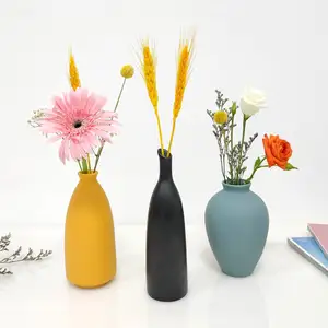 Conception personnalisée disponible Design géométrique Vases en céramique blanc mat Diffuseur de roseau rond nordique Vases à bourgeons Parfum - Product Image 1