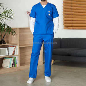 Vente en gros design uniforme d'hôpital gommage médical doux col en V spandex/polyester gommages d'hôpital d'été de médecin multi-poches - Product Image 3
