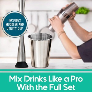 Ensemble de barware de luxe pour la préparation de cocktails, outils en acier inoxydable avec support d'organisation en bois pour bar à domicile et usage en clubs - Product Image 3