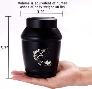Urnas de pesca para cenizas humanas, urnas de cremación para adultos, hombres y mujeres, decorativas para humanos, adultos, urna de tamaño personalizado, negro - Product Image 2