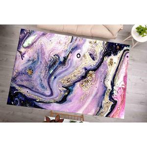 Alfombra de Mármol Dorado: Alfombra Decorativa Antideslizante con Diseño de Remolino Morado, Alfombra Suave con Pelo Corto - Product Image 3