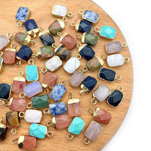 จี้อัญมณีคริสเตียนสีดำขนาด8x12มม. ชุบทองด้วยไฟฟ้า - Product Image 2