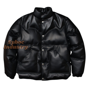 Chaqueta acolchada de cuero negro para hombre de grano superior genuino Napa cuero ecológico nuevo estilo acolchado Parka chaqueta acolchada de cuero - Product Image 1