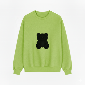 เสื้อสเวตเตอร์คอกลมทรงโอเวอร์ไซส์ สีเบจ ลายหมีสีดำ แอพพลิเค่การ์ตูน แบบยูนิเซ็กส์ สวมใส่สบายๆ ผ้าถัก สำหรับฤดูใบไม้ร่วง - Product Image 6