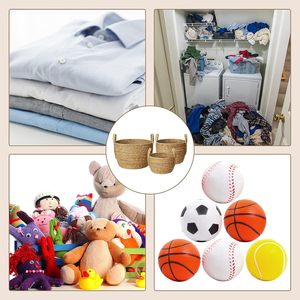 Paniers de rangement décoratifs personnalisés en jonc de mer avec poignées intégrées Paniers à plantes Paniers à jonc de mer tissés à la main pour l'organisation - Product Image 5