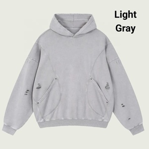 <b>Top</b> Deals <b>Distressed</b> Rough PatchesUnisex <b>Distressed</b> Patch Hoodie Vintage Streetwear Cotton Fleece Sweatshirt Hoodies - Product Image 5