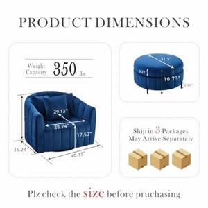 M Upholstered Oversized 360&deg; Swivel Accent <strong>Barrel</strong> <strong>Chair</strong> Half Cozy Sofa <strong>Set</strong> Furniture Living Room Pumpkin-Shape Club Armchair - Product Image 3