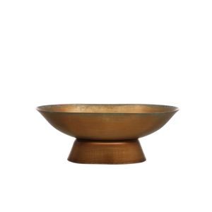 Bol de service sur piédestal en métal verdigris élégant, style vintage, pied doré, bassin décoratif, vaisselle et décoration de centre de table de mariage - Product Image 1