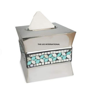 กล่องทิชชู่ปิดกล่องกระดาษทิชชู่ตกแต่งทรงสี่เหลี่ยมสำหรับใช้ในห้องน้ำวัสดุหอยมุก - Product Image 3