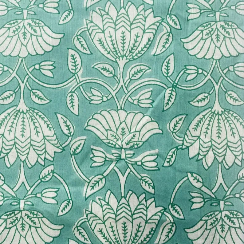 Groene Indische Bloemenprint Katoenen Stof Door De Tuin Stof Voor Gordijnen Kussens Kussens Vrouwen Jurken & Quilts