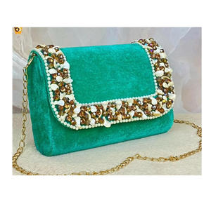 Indien élégant Boho broderie pochette sac de messager pour les femmes à la main perlé soirée Shopping fête épaule grande capacité - Product Image 5