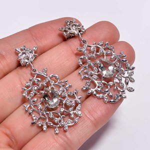 Pendientes colgantes de plata de ley 925 espléndidos, calidad AAA, piedra preciosa de circón de amatista verde Natural para boda y fiesta - Product Image 1