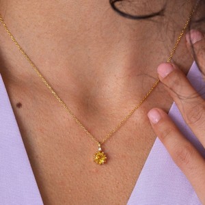 Natural Citrine Necklace 925 Sterling Silver 14K Gold Plated Star Pendant November Birthstone Jewelry Gift For Her - Product Image 4