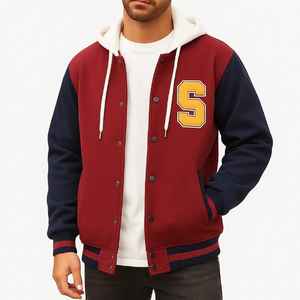 Chaqueta universitaria con logotipo de parche OEM para niños pequeños, diseño informal, pedido a granel, Mangas de cuero, lana 380 GSM, directo de fábrica Pakistán - Product Image 2