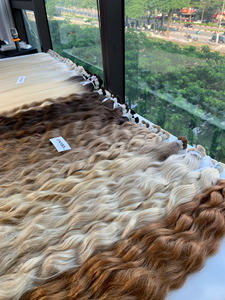 Extensions de cheveux humains vierges de qualité supérieure, 100 g, en vrac, vague naturelle, 30 pouces, couleur brune, double trame, soyeuses, sans perte - Product Image 2