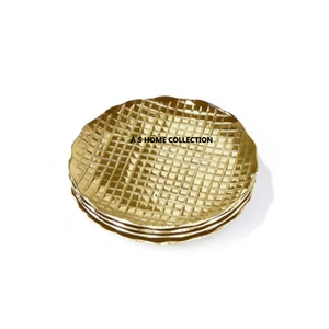 Juego de posavasos decorativos de forma redonda con diseño de textura de color dorado de metal para té y café - Product Image 1