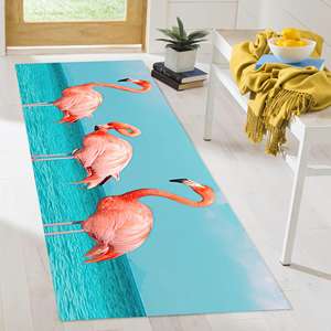 Tapis à trois flamants roses, tapis à flamants roses, tapis tendance, tapis imprimé, tapis fin non tissé - Product Image 4