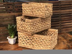 Cesta de Almacenamiento Artesanal Tejida a Mano con Jacinto de Agua, Diseño Rectangular Abierto, Organizador de Fibra Natural para Decoración del Hogar, de Vietnam - Product Image 2