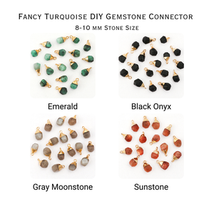 Pendentif en émeraude brute de mai, 8-10 mm, connecteur en cuivre, pierre précieuse, plaqué or, bijoux de mode unisexe, accessoires El - Product Image 5