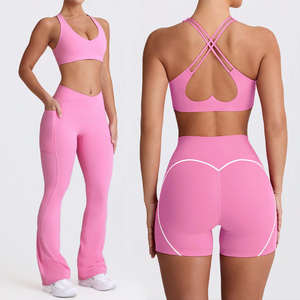 Conjunto de camisola deportiva con cordón para mujer, transpirable, sin costuras, de secado rápido, para yoga y actividades al aire libre. - Product Image 1