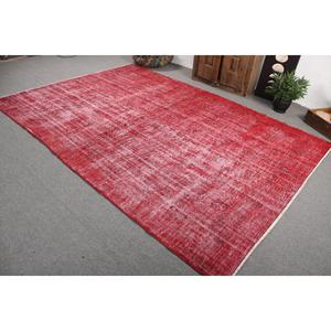 Vintage Turkish Rug, Oversize 7.1x10.2 ft (215x311 cm) Rug, <b>Red</b> Southwestern <b>Wool</b> Rug - Product Image 4