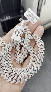 Collar de cadena de eslabones cubanos de 12mm para hombre, accesorios de diamantes de moissanita de plata maciza, joyería de moda - Product Image 2