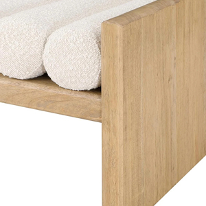 Banc de salle à manger en bois de teck naturel avec coussin pour mobilier d'extérieur et d'intérieur-Lito - Product Image 5