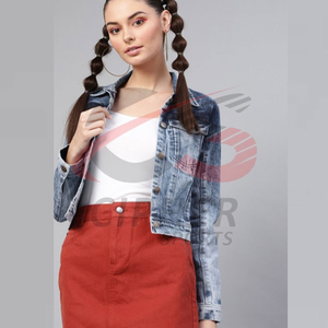 Chaqueta vaquera informal de manga larga para mujer, chaqueta vaquera transpirable, cálida y elegante, personalizada, con lavado ácido, lo último en OEM - Product Image 5