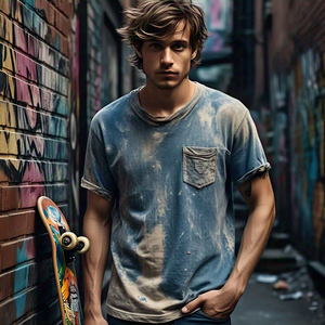 Camiseta OEM con lavado ácido para hombre, ropa para correr, camisetas con lavado ácido para correr, camiseta de manga corta con cuello redondo para hombre - Product Image 3