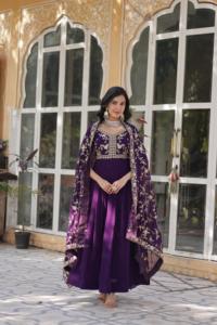 Bridal <b>Red</b> Anarkali Gown for Special Celebrations - Crafted with Opulent <b>Fabric</b> and Fine Detailing for Export Selling - Product Image 2