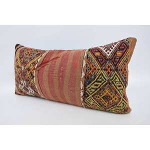 Oreiller en laine de Bohème multicolore 12x24 pouces Patchwork Kantha Coussin décoratif Vintage Brodé Imprimé Tissé pour le sol de la maison - Product Image 4