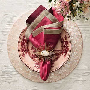 Set de table rond en nacre de luxe, coquille naturelle, fait à la main pour la décoration des hôtels et des maisons de plage - Product Image 2