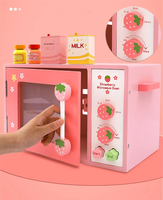Jouet de cuisine en bois pour filles, jeu de simulation de pain aux fraises, four à micro-ondes, jouet éducatif