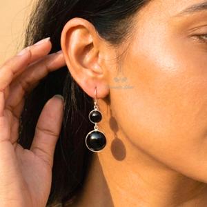 <b>Black</b> Onyx <b>Dangle</b> <b>Earrings</b> Sterling Silver Handmade Jewelry Gift - Product Image 6