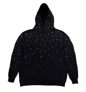 Unisex <b>Glitter</b> Rhinestone 100% Cotton Fleece Pullover Hoodie Warm Winter Eco-Friendly Breathable Streetwear Bulk Orders - Product Image 1