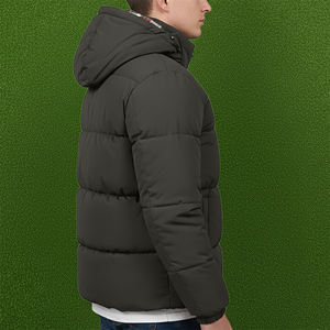 Veste bomber matelassée imperméable et coupe-vent pour homme, en polyester/coton, de haute qualité, décontractée, pour l'hiver, personnalisable, avec capuche, devant - Product Image 3